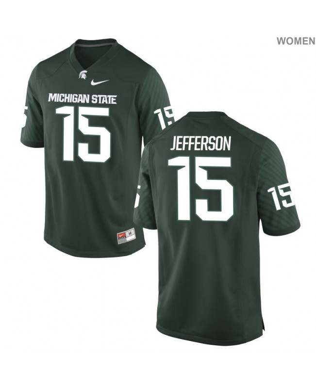 Women's Michigan State Spartans #15 La'Darius Jefferson NCAA Nike Authentic Green College Stitched Football Jersey SR41I25WH